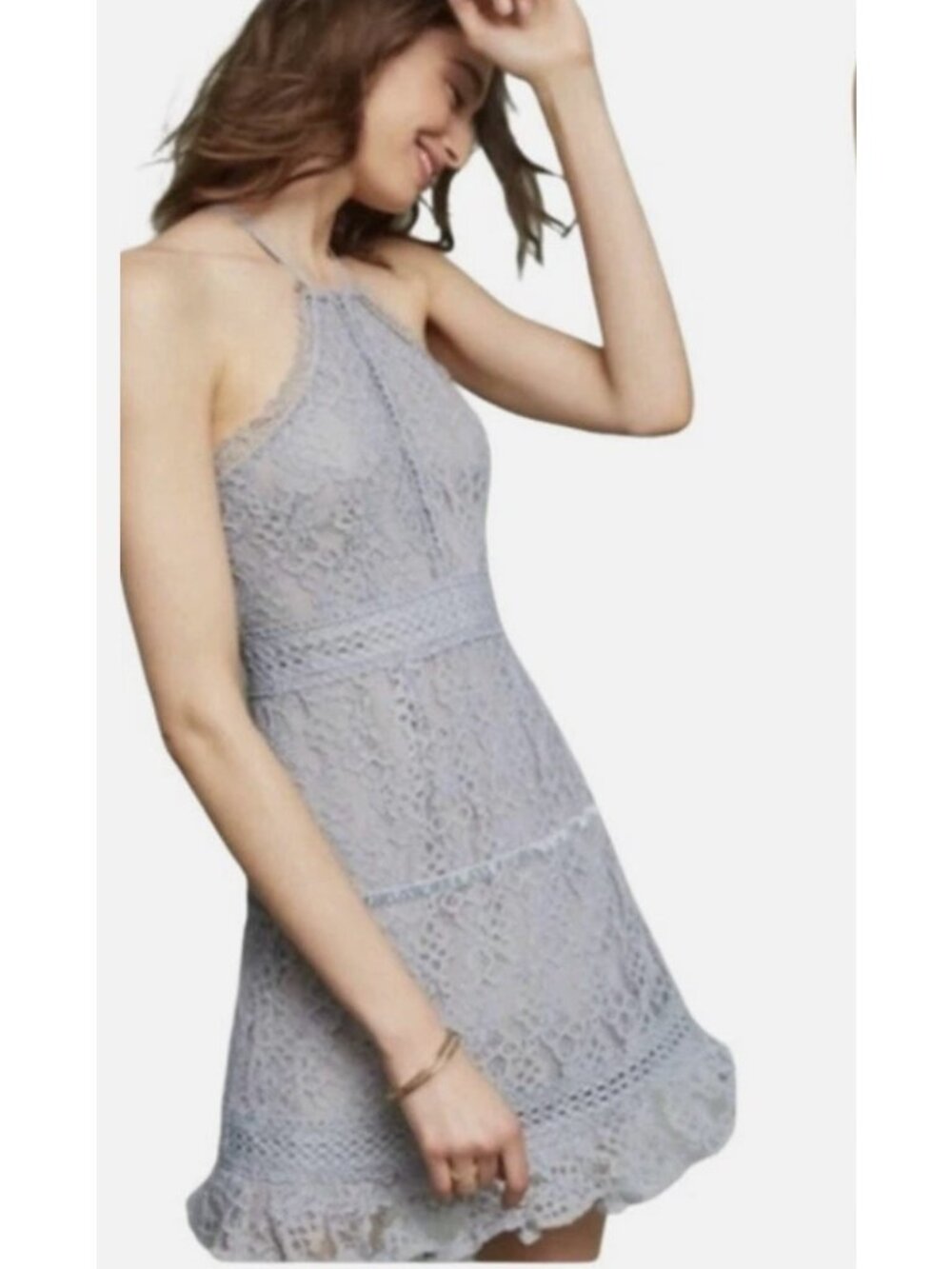 Foxiedox eyelet lace sheath dress size medium shale blue color size medium